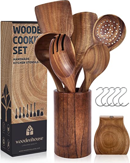 utensilios de cocina de madera vintage