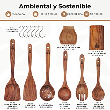 utensilios de cocina de madera vintage